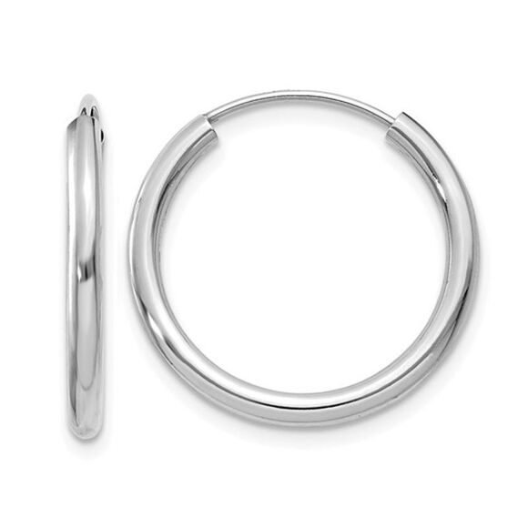 Small Hoop Earrings in 14K White Gold 3/4 Inch (2.00 mm)